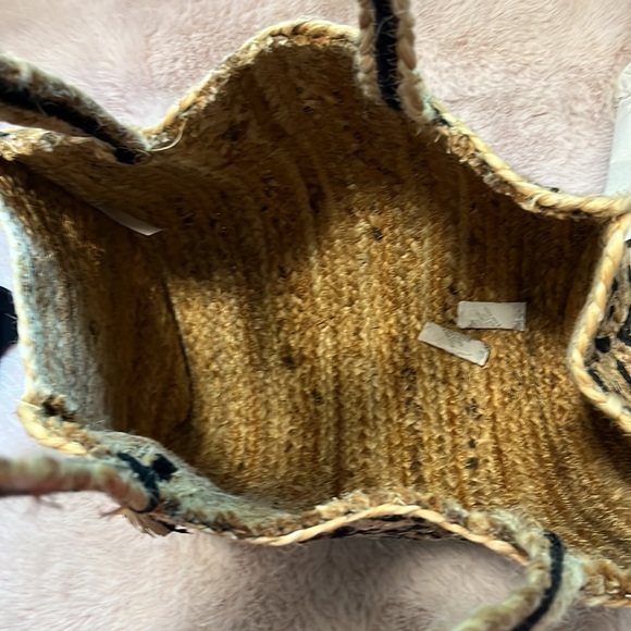 NWOT Woven burlap purse with leopard print - Picture 3 of 6